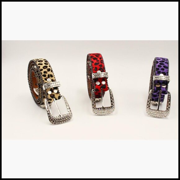 Rhinestone Skull Leopard Belt Punk Studded Western Cowgirl main image 5